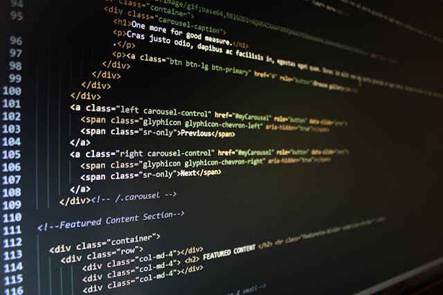 Online IDE interface showing extensive lines of code on a computer screen