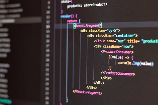 TypeScript code snippets on a computer screen with a variety of programming languages