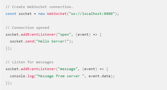 Code for a web page showing websocket vs grpc implementation